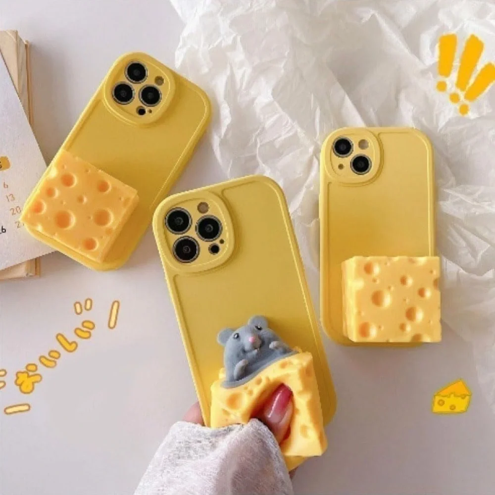 Gray Mouse and Cheese Squishy Phone Case for iPhone 12 Pro Max New Without Tags